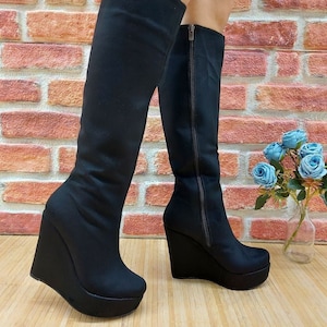 Clarks wedge new arrivals knee high boots