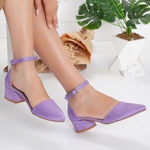 Purple low heel dress shoes on sale