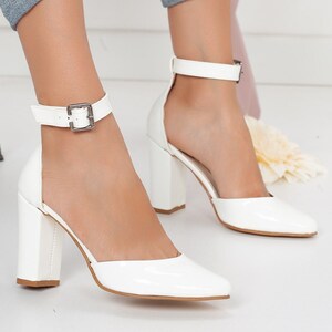 White patent block heels clearance