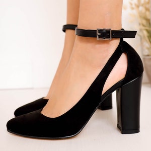 Black ankle pumps cheap