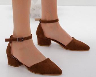 Brown heeled shoes discount
