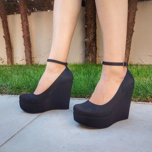 wrap wedge heels