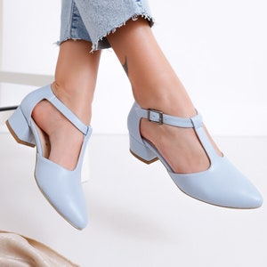 strap Shoes Light Blue Heels Baby Blue
