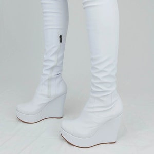 White wedge heel boots clearance