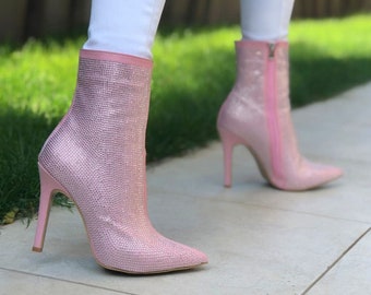 Pink Ankle Boots - Etsy
