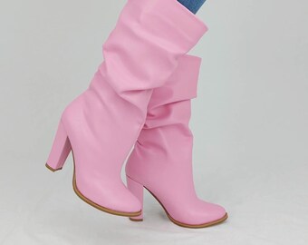 pink slouch boots