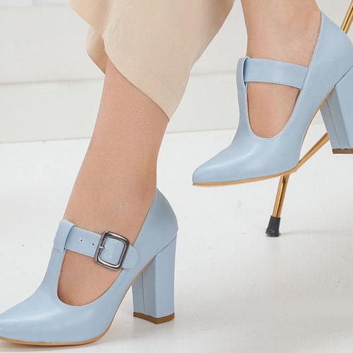 BLUE MARY JANES T-strap Shoes Light Blue Heels Baby Blue - Etsy