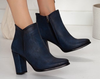 dark navy ankle boots