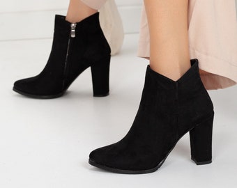 suede zipper boots