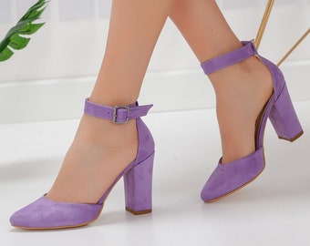 lavender ankle strap heels