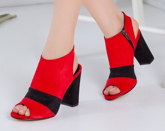 Black and Red Heels | Etsy Australia