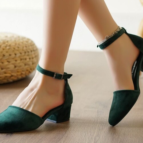 emerald velvet shoes