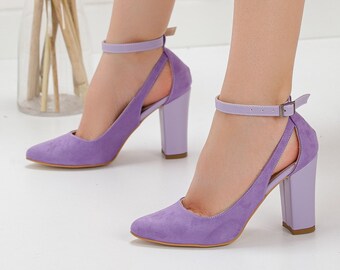 lavender mule heels