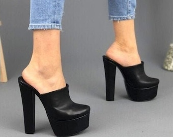 Platform store mules heels