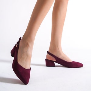 Burgundy Low Heels Etsy