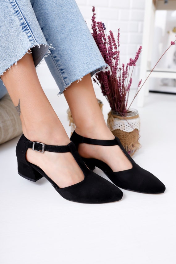 Black wedding shoes low heel Outlet