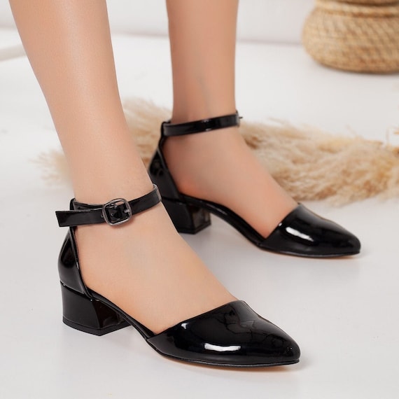 Woman Mid Low Heels Square Toe Puppy Heel Black Stylish Pumps Heels Shoes  Vintage Shoes - Milanoo.com