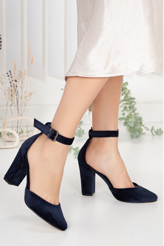 ZAPATOS DE TERCIOPELO AZUL Tacones de novia de terciopelo | Etsy España