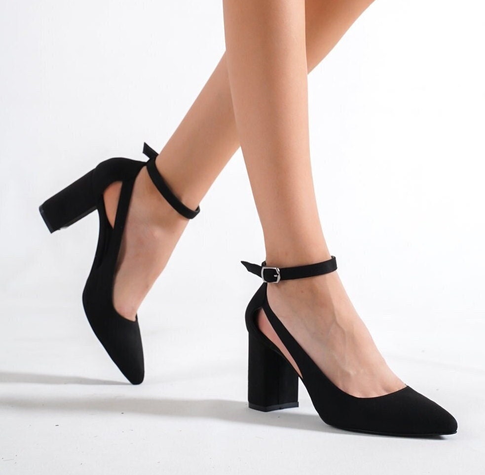 Black Chunky Heel Etsy Singapore