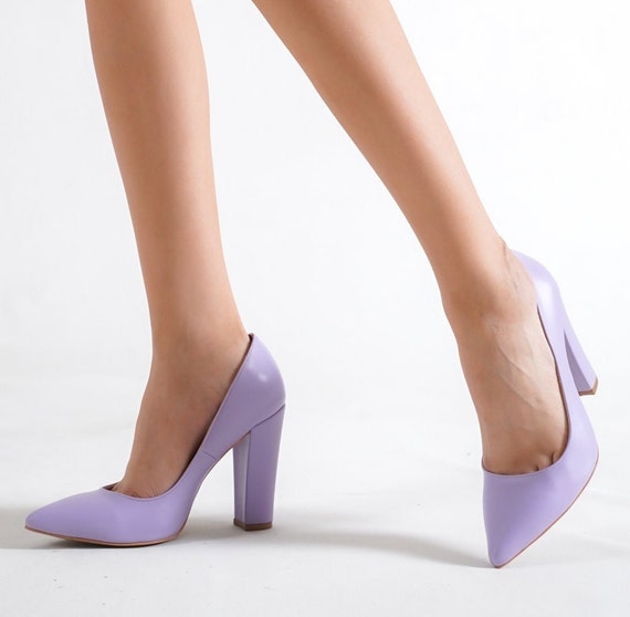 Emersyn Lilac Patent Clear Diamante High Heels | SIMMI London
