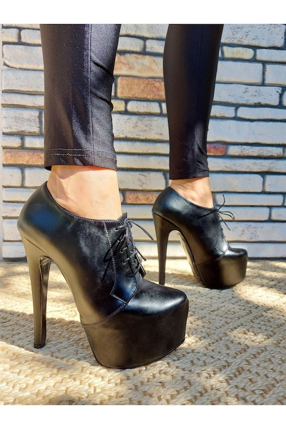 Leather Boots, Platform Heel Boot 