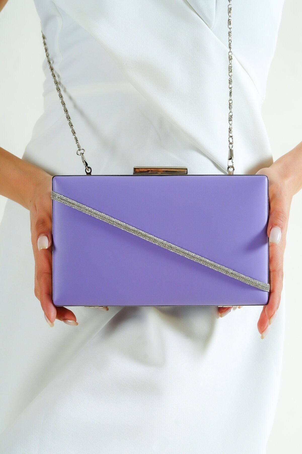 lilac clutch purse