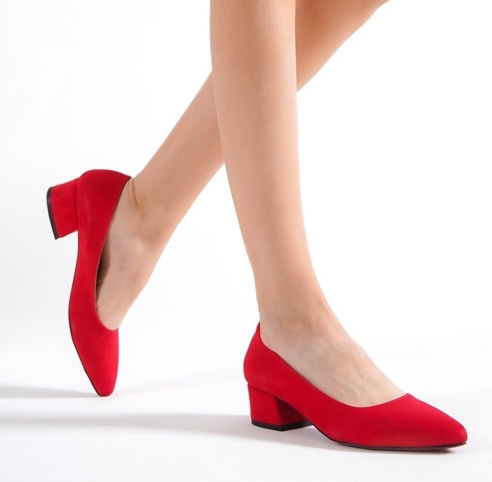 BEA - Red Suede Court Heels