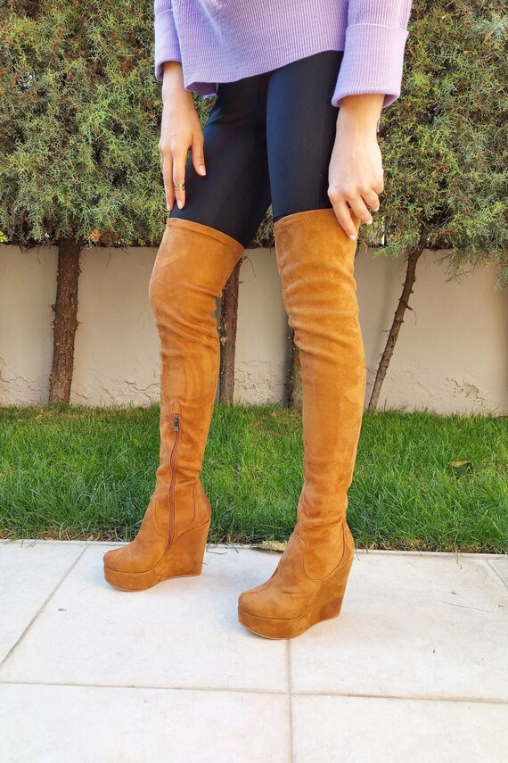 vegan suede over the knee boots