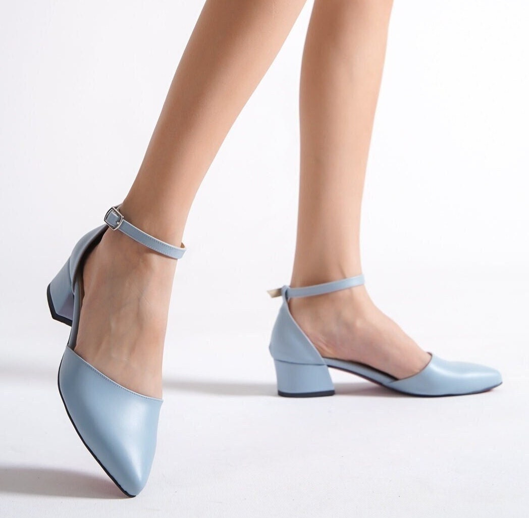 BLUE SUEDE SHOES Low Heels Baby Blue Low Heels Pumps Light, 45% OFF