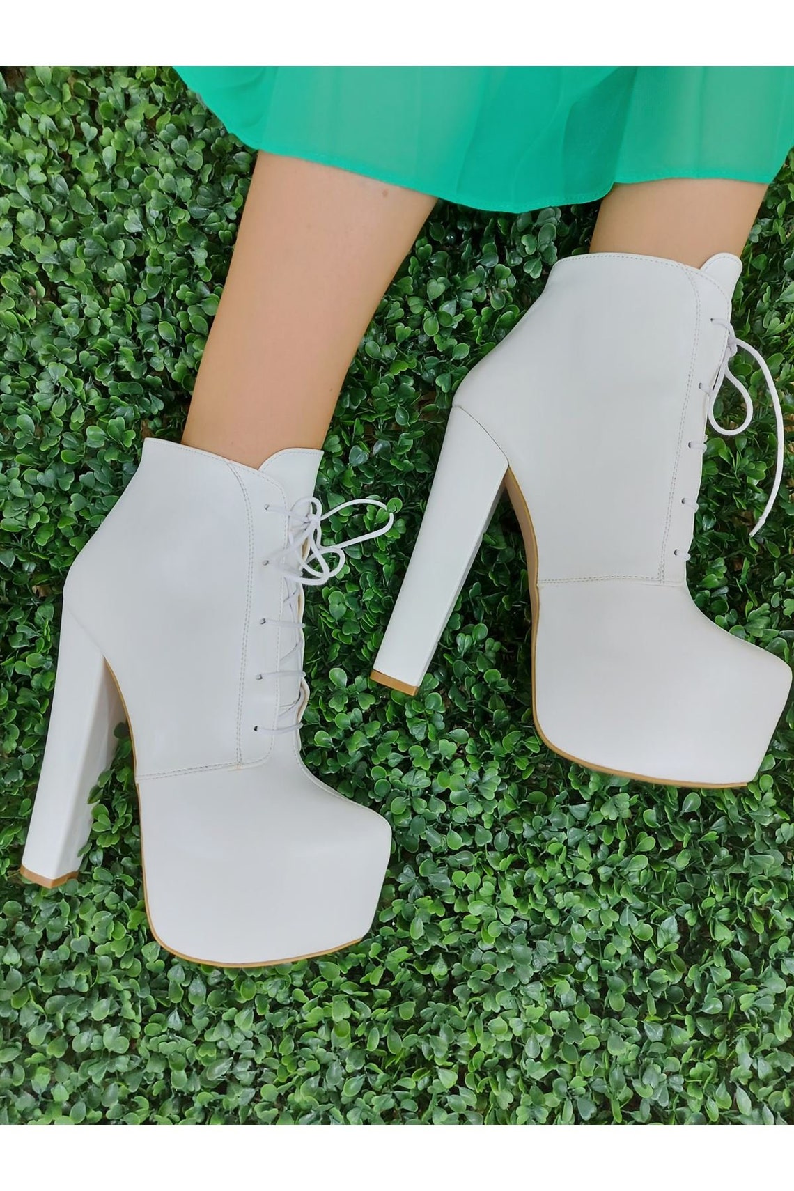 WHITE PLATFORM BOOTS White Leather Boots Platform Heel Boot Etsy