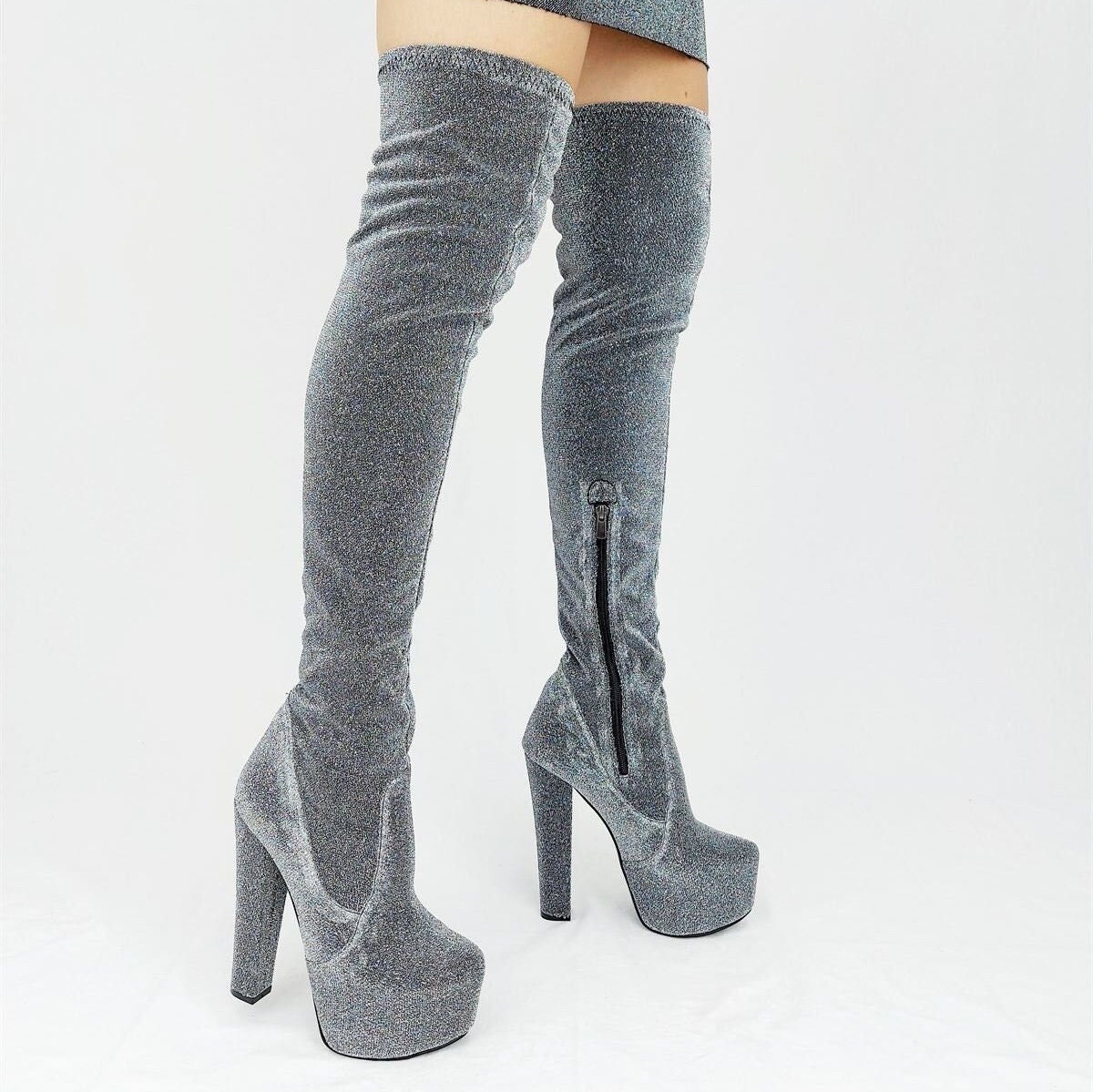 SHOW PONY | Thigh High Blush Pink Glitter Boot Sleeves for Strippers & Pole  Dancers