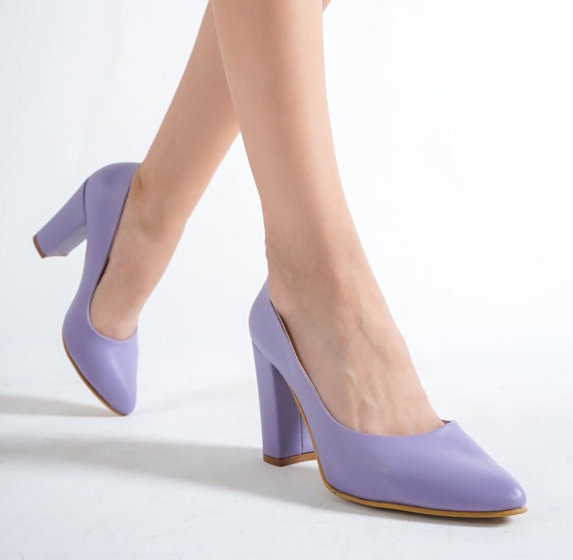 Lilac block heel best sale shoes