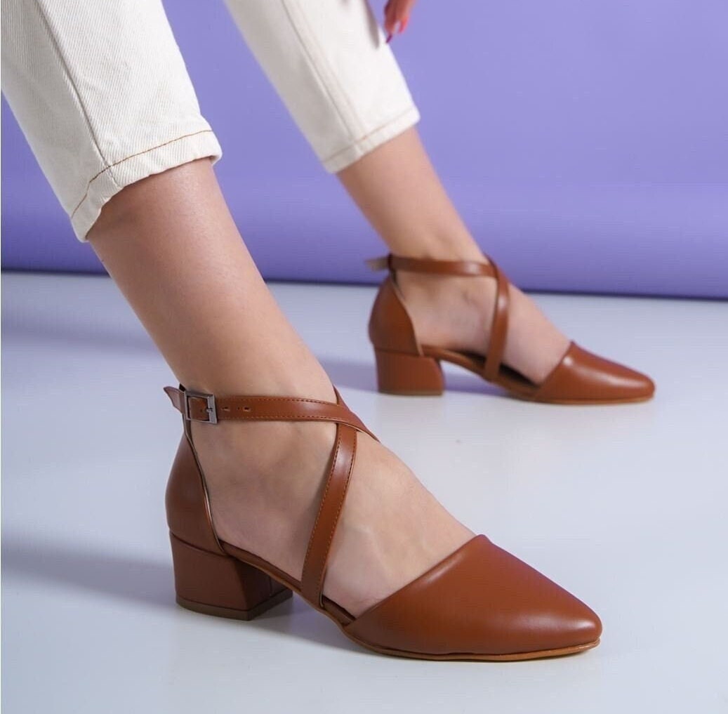 Brown block clearance heels