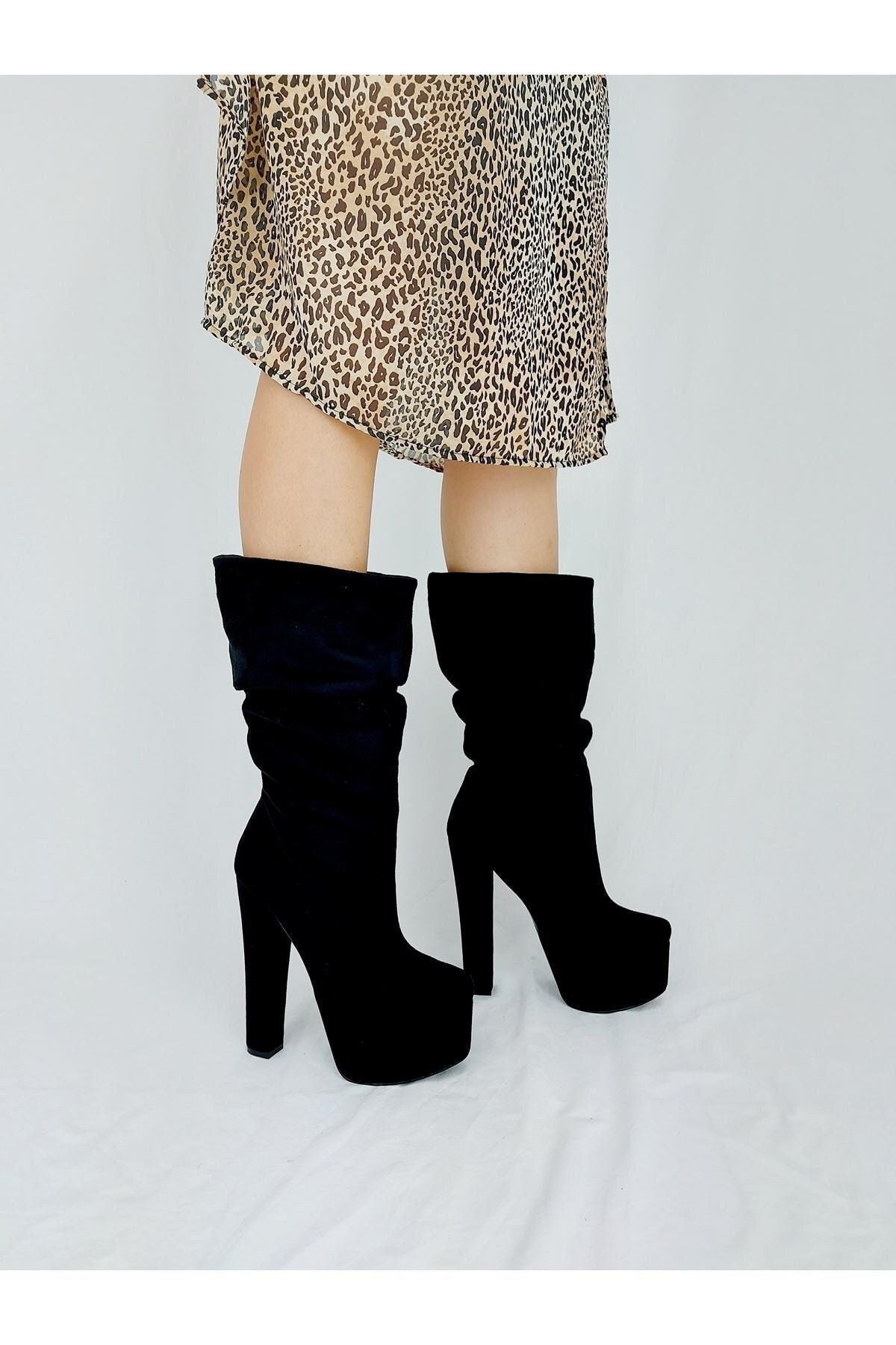 BLACK SLOUCHY BOOTS Suede Slouch Boots 