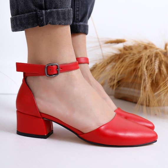 Women Black Low Heel Closed Toe Ankle Strap Low kitten Heel Dress Sandals  Shoes | eBay