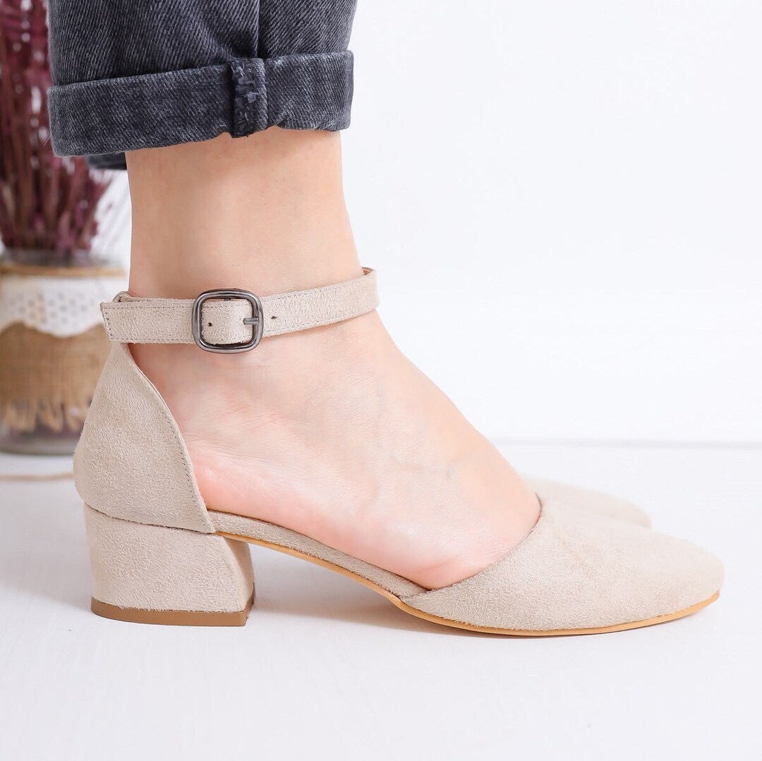 CREAM SUEDE SHOES, Low Heels, Cream Low Heels Pumps, Nude Boho Bridal