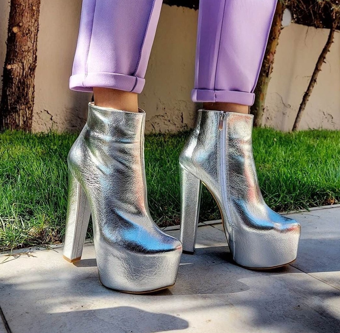 silver platform boots