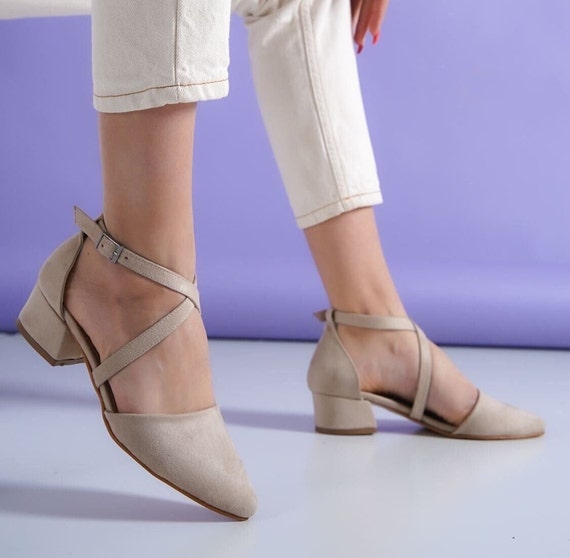 Ingrid: Cream Leather – Light Block Heels for Bunions | Sole Bliss