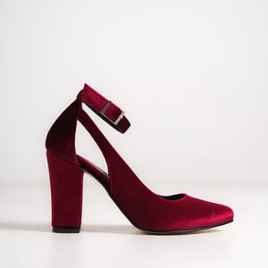 BURGUNDY VELVET HEELS Dark Red Velvet Bridal Shoes Womens - Etsy