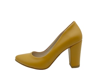 YELLOW BLOCK HEELS Mustard Wedding 