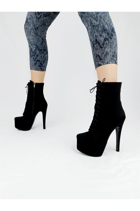 black suede platform boots