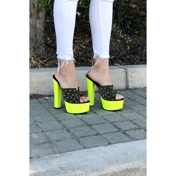 black open toe platform shoes