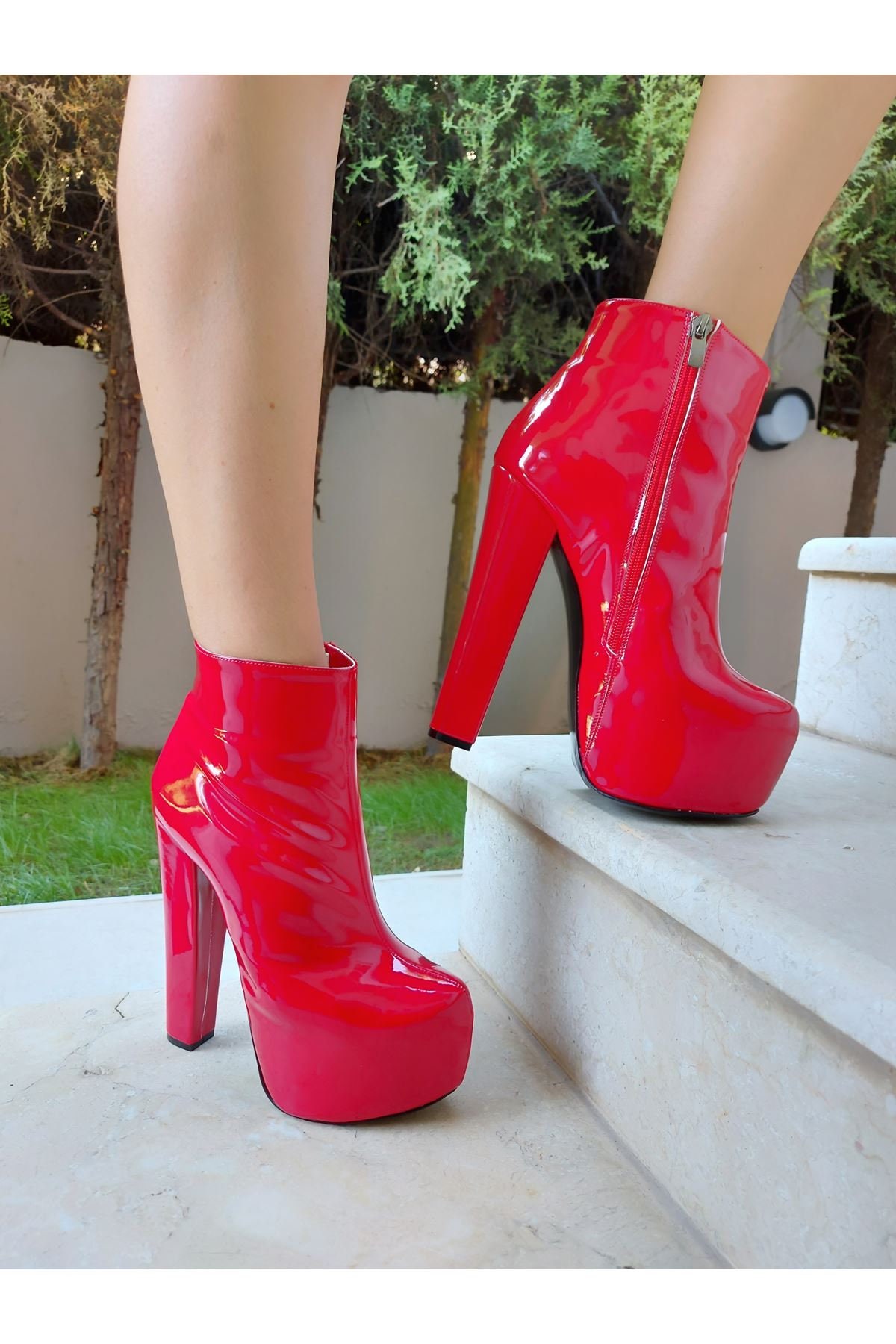 Leather Ankle Boots Platform 