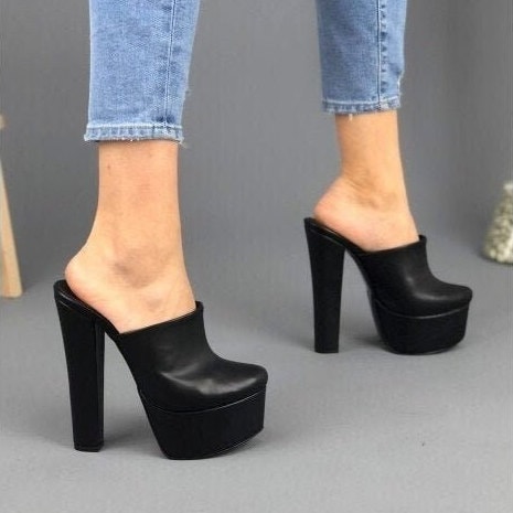 Women's Platform Super High Heels, Fashion Patent Leather Block