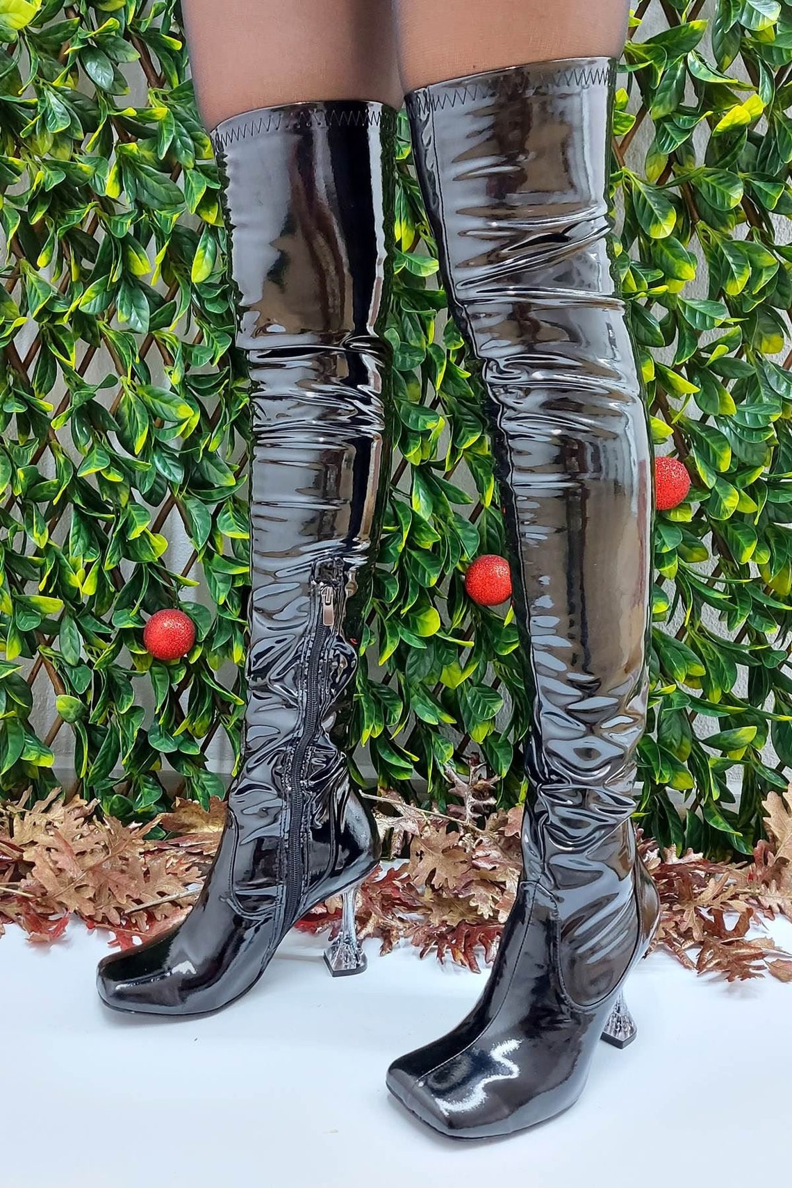 BLACK THIGH HIGH Boots Over the Knee Boots With Side Zipper - Etsy