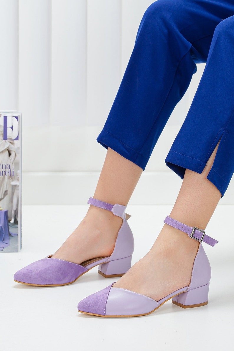 lilac block heel shoes