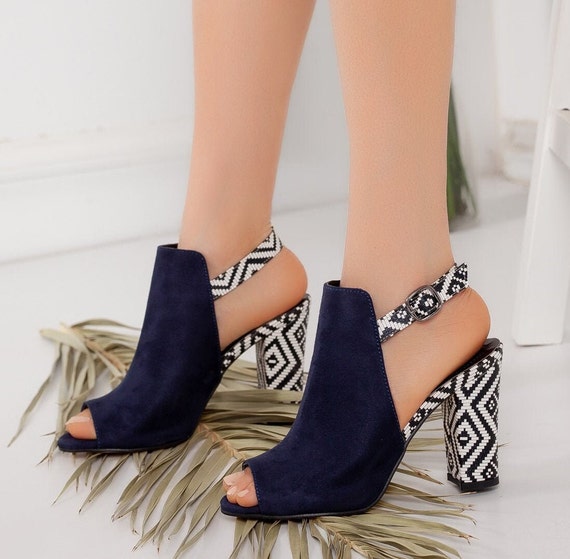 Blue designer heels top