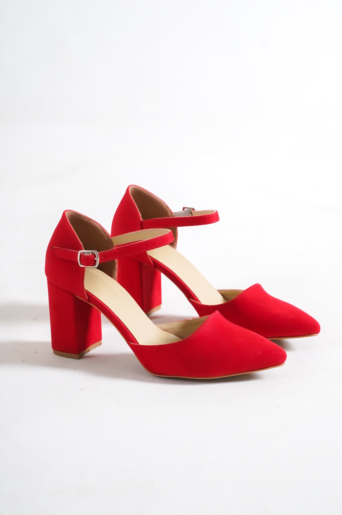 RED ANKLE STRAPS Red High Heels Red Suede Shoes Wedding Heels
