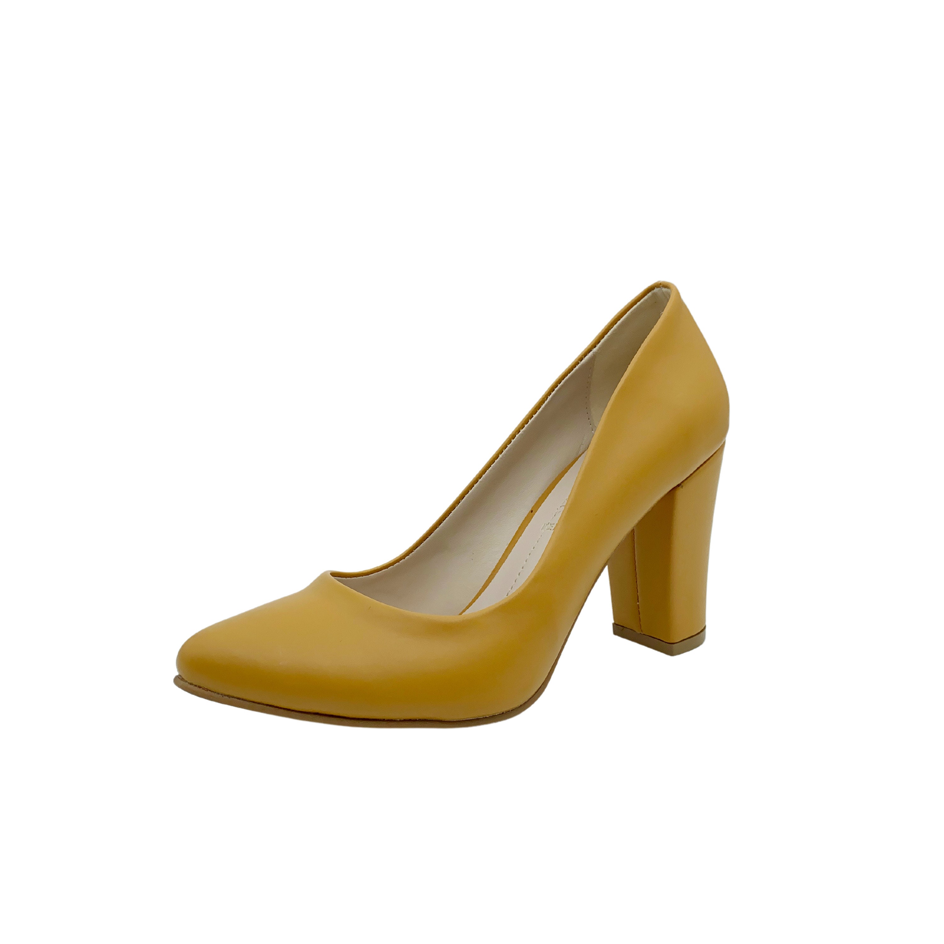 yellow round toe heels