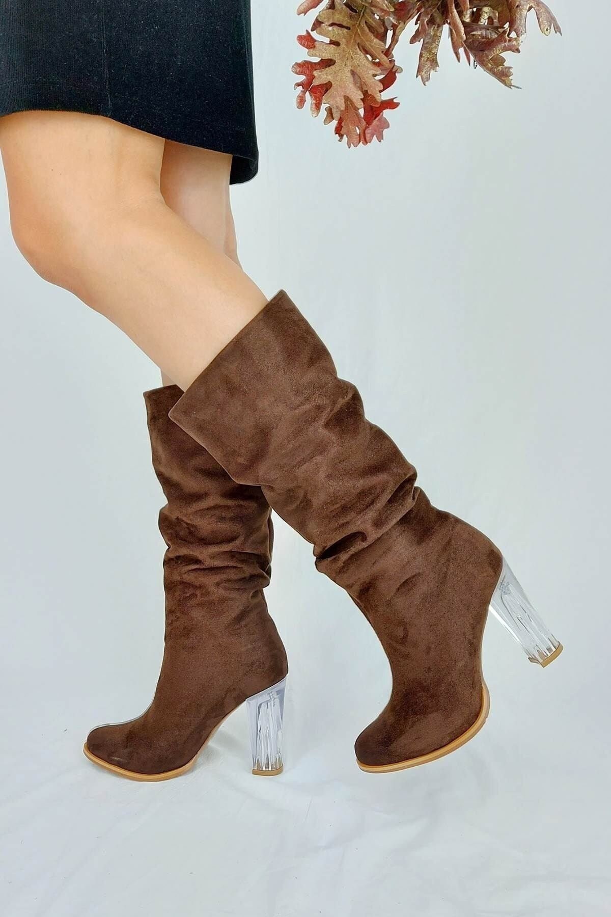 zamagni Slouch Booties brown-cream casual look Shoes Booties Slouch Booties 